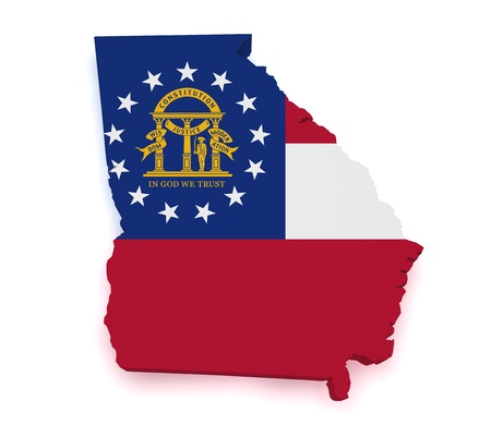 Shape 3d of Georgia map with flag isolated on white background.の写真素材