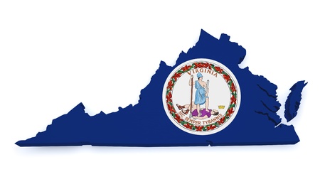 Shape 3d of Virginia map with flag isolated on white background.の写真素材