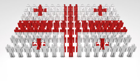 Parade of 3d people forming a top view of Georgia flag  With copyspace の写真素材