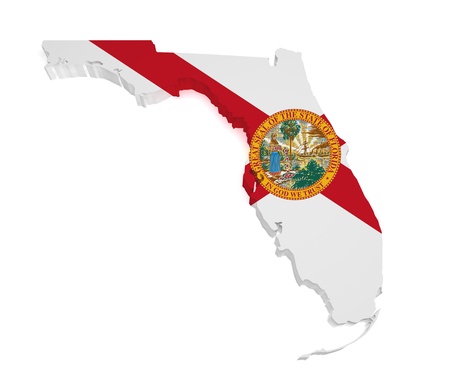 Shape 3d of Florida map with flag isolated on white background.の写真素材