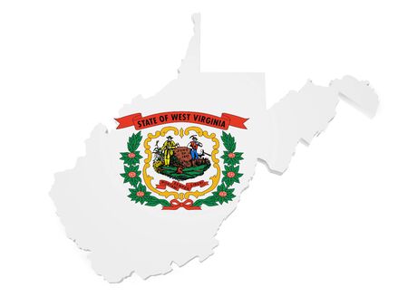 Shape 3d of West Virginia map with flag isolated on white background.の写真素材