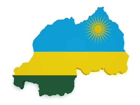 Shape 3d of Rwanda map with flag isolated on white background の写真素材