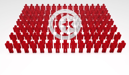 Parade of 3d people forming a top view of Tunisia flag  With copyspace の写真素材