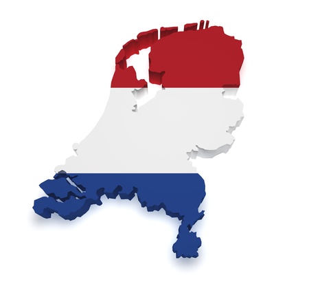 Shape 3d of Netherlands map with flag isolated on white background の写真素材