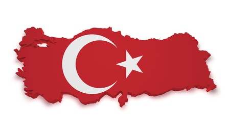 Shape 3d of Turkey map with flag isolated on white background の写真素材