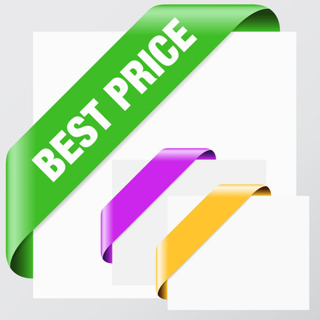 Colorful corner ribbons set collection  のイラスト素材