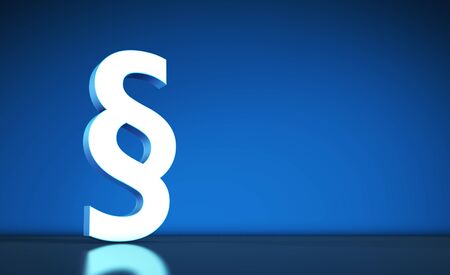 Law and legal rules concept with a paragraph symbol and icon on blue background with copy space.の写真素材