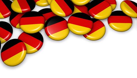 Germany flag on badges background image for German national day events, holiday, memorial and celebration with copyspace.の写真素材