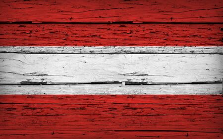 Austria grunge wood background with Austrian flag painted on aged wooden wall.の写真素材