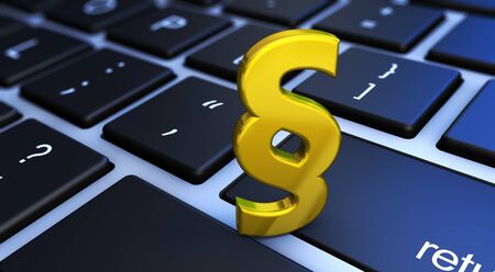 Paragraph symbol on computer keyboard Internet legislation and laws concept 3D illustration.の写真素材