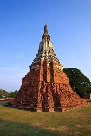 The ancient city of Ayutthaya Chaiwatthanaram near the Chao Phraya River,Public art の写真素材