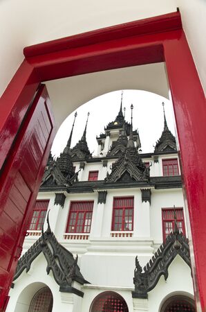 Loha Prasat Metal Palace in Bangkok Thailand named Wat Ratchanadaの写真素材