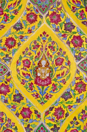 Thai patterns ,Flower,Flora,Yellow background color,Public art,Royalty Free の写真素材