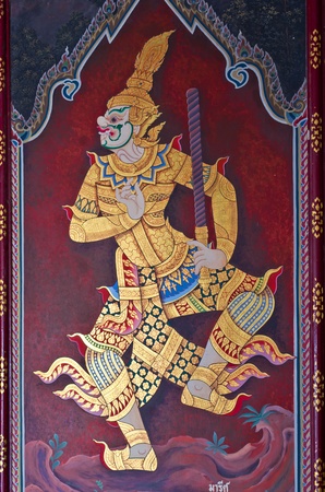 Hanuman,This mural in watprakeaw bangkok,Thailand,Public Domain のeditorial素材