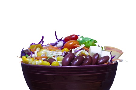 Salads, vegetables and fruits,isolated on white background の写真素材