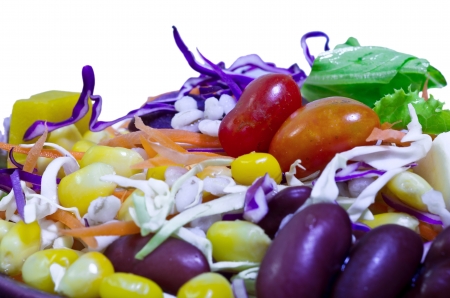 Salads, vegetables and fruits,isolated on white background の写真素材