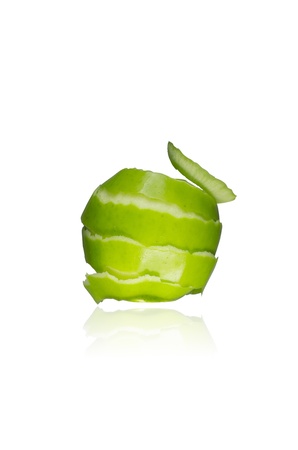 The green apple peel  Isolated on a white background の写真素材