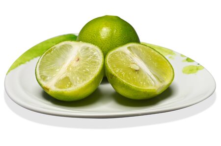 Fresh lime green  Isolated on a white background の写真素材