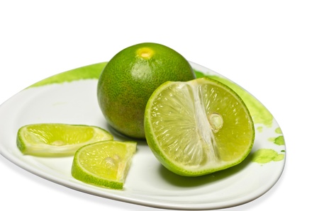 Fresh lime green  Isolated on a white background の写真素材