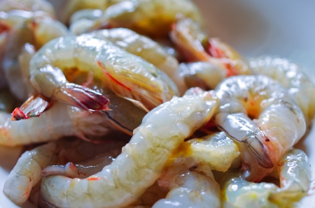 Marine shrimp, peeled off. Waiting to cook.の写真素材
