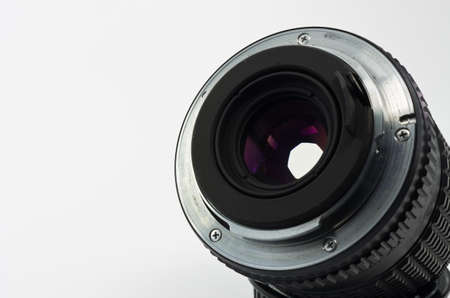 Closeup lens mount manually Isolated on white.の写真素材