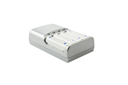 AA battery charger battery charger isolated on white background.の写真素材