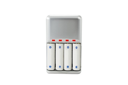 AA battery charger battery charger isolated on white background.の写真素材