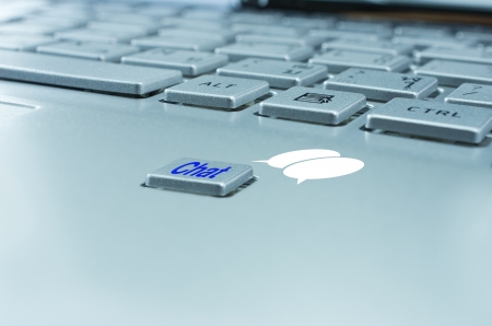 Close up Position the keyboard chat, business conceptの写真素材