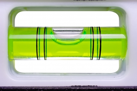 Green bubble level isolated on a white backgroundの写真素材