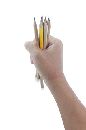 Man holding pencilの写真素材