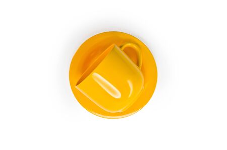 Colorful plastic coffee cup  Isolated on a white background の写真素材