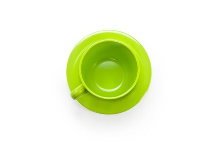 Colorful plastic coffee cup  Isolated on a white background の写真素材