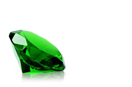 Green diamond isolated on white background. Concept most precious beauty.の写真素材