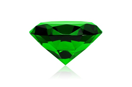 Green diamond isolated on white background. Concept most precious beauty.の写真素材