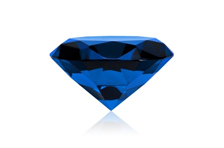 Blue diamond isolated on white background. Concept most precious beauty.の写真素材