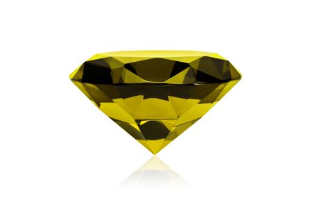 Yellow diamond isolated on white background. Concept most precious beauty.の写真素材