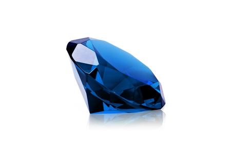 Blue diamond isolated on white background. Concept most precious beauty.の写真素材