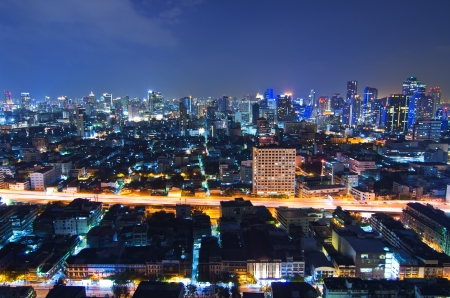 Landscape Bangkok city at twilight, high angle.のeditorial素材
