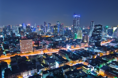 Landscape Bangkok city at twilight, high angle.のeditorial素材