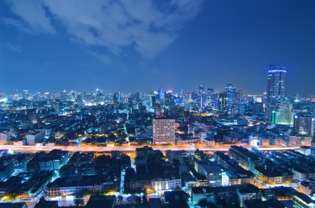 Landscape Bangkok city at twilight, high angle.の写真素材