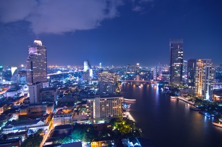 Landscape Bangkok city at twilight, high angle.の写真素材