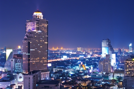Landscape Bangkok city at twilight, high angle.のeditorial素材