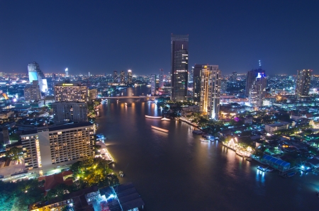 Landscape Bangkok city at twilight, high angle.のeditorial素材