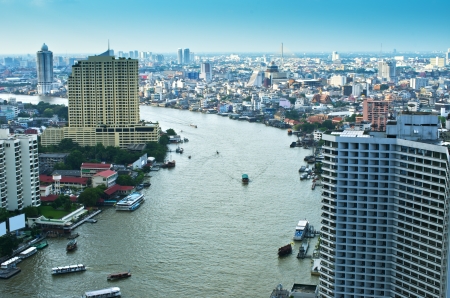 Landscape Bangkok city at twilight, high angle.のeditorial素材