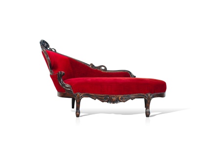 Vintage luxury Red sofa Armchair isolated on white backgroundの写真素材