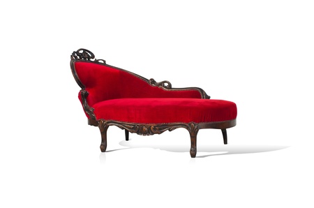 Vintage luxury Red sofa Armchair isolated on white background.の写真素材