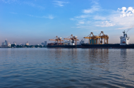 Shipping port for Logistic Import Export backgroundの写真素材