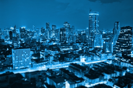 Landscape Bangkok city at twilight, high angle.の写真素材