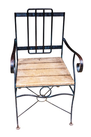 Alloy and wood style modern chair isolated on white background.の写真素材