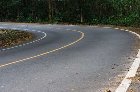 Curved road in Khao Yai National Park, Thailand.の写真素材